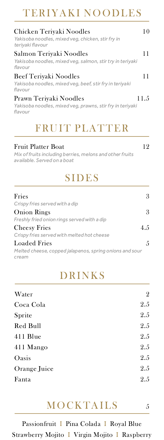 Our Food Menu | Aura Lounge Birmingham